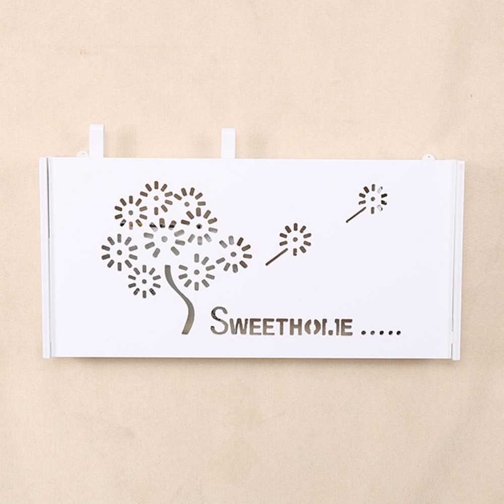 1 stk vægmonteret trådløs wifi router opbevaringsboks pvc panel hylde hængende stik bord beslag kabel opbevaring organizer boligindretning: 52 x 25 x 9.5cm d