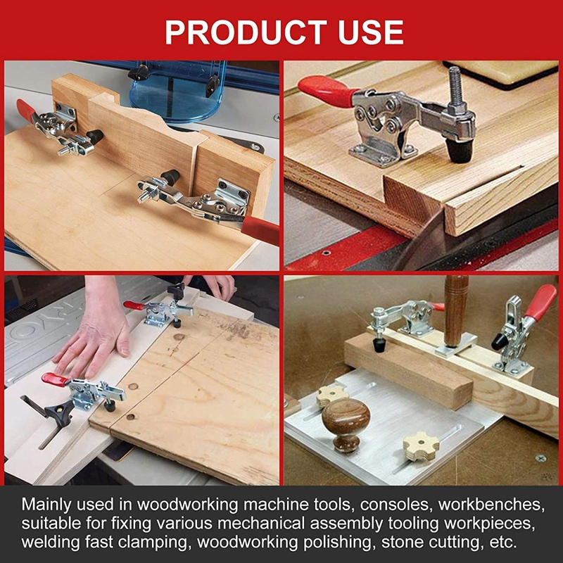 4PCS Toggle Clamp Vertical Hand Tools 201-B Horizontal Quick Release Toggle Clamp, Antislip Toggle Grips Tool