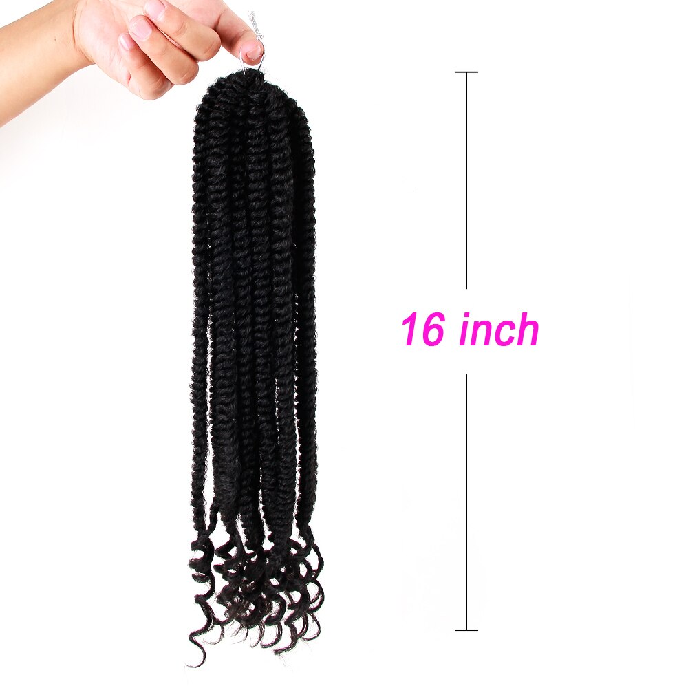 Pre Doorgelust Braid Gehaakte Vlechten Synthetische Haak Haarverlenging 16Inch Pre-Twisted Passie Twist Haar: 1B / 8 pcs