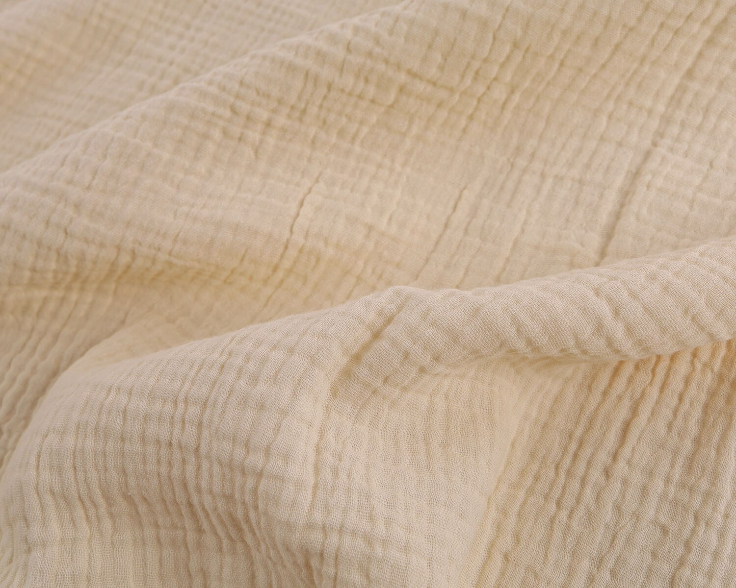 2-Layered Gauze Soft Crinkle Cotton Muslin Fabric 135x50cm - Sold By The Half Meter: Beige