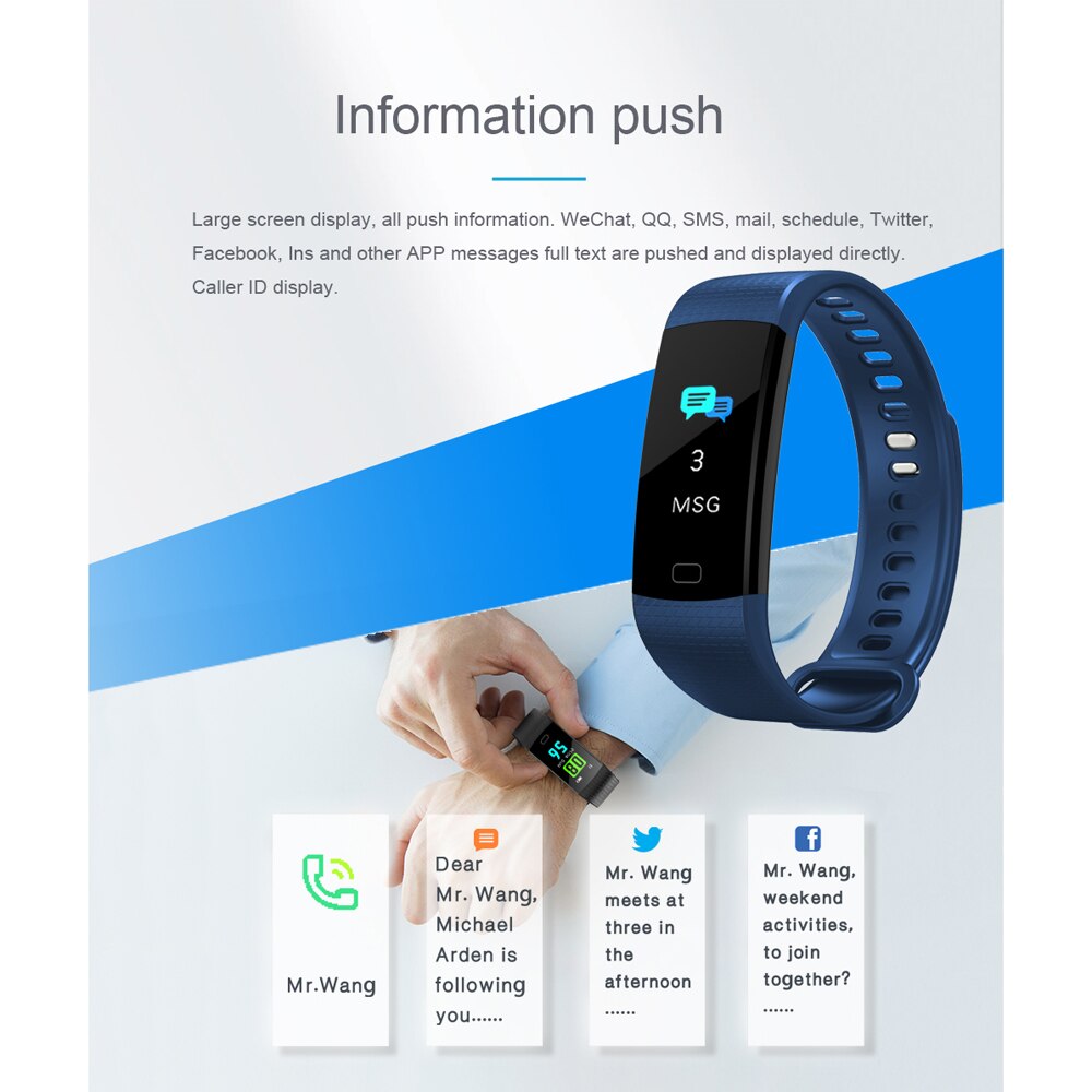 Montre intelligente hommes Fitness Tracker mesure de la pression artérielle moniteur de fréquence cardiaque Tracker d'activité étanche Smartwatch pour IOS