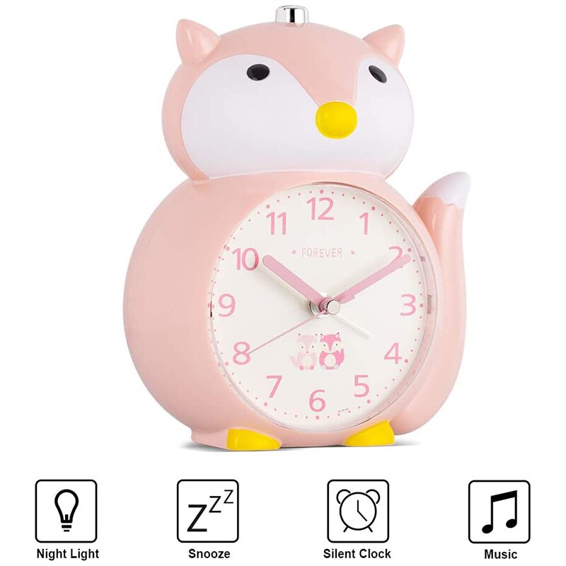 Alarm Clock for Kids, Loud Music Alarm Clock with Backlight and Snooze Function, Easy Setting Silent Battery Operated