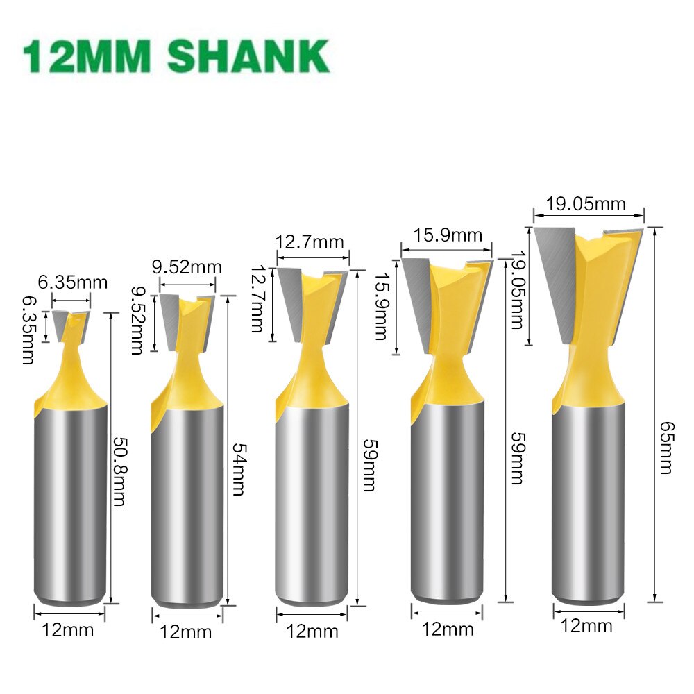 1/5/6Pcs 6mm/6.35mm 8MM Shank Dovetail Milling Cutters C3 Grade Tungsten Router Bits For Wood Carving Woodworking Tools