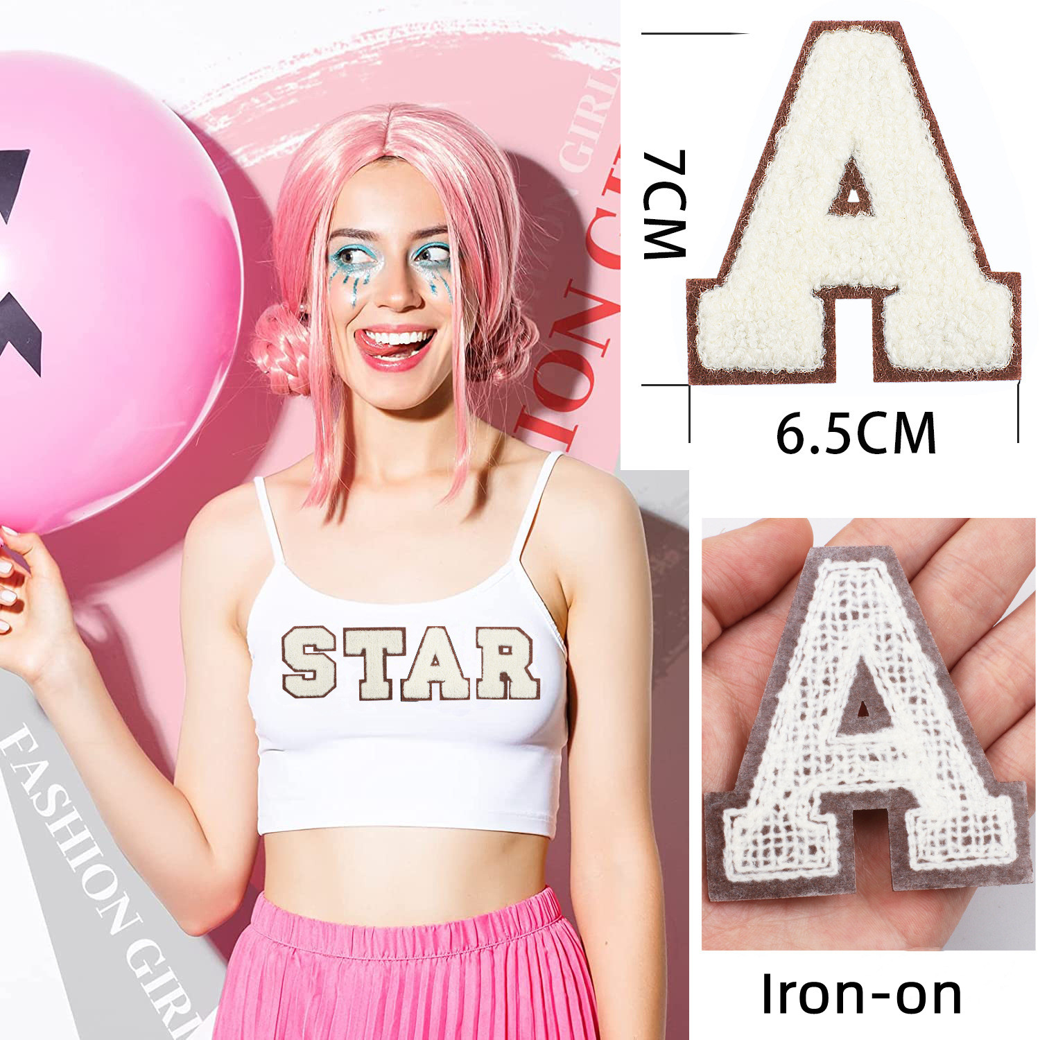 Wit alfabet, letter, naam, patches voor kleding, stoffen sticker, borduren, kledingaccessoires, doe-het-zelf logo, strijkapplicatie, naaien