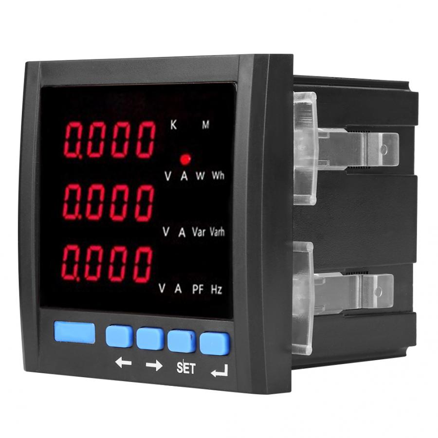 Voltmètre ampèremètre triphasé à LED numérique compteur Programmable multifonctionnel noir