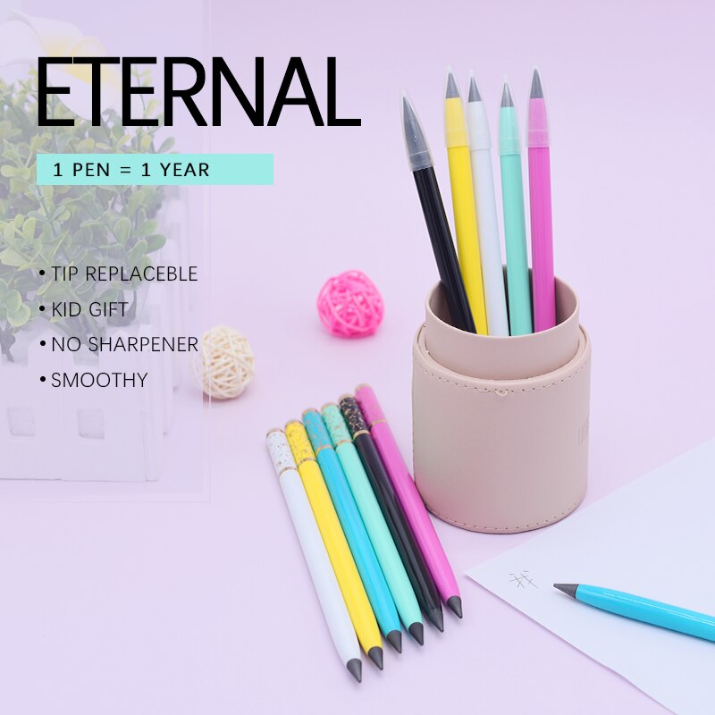 Pióro bez atramentu, wieczny ołówek, nieskończone pisanie metalowe kulkowe długopisy, kolor zbliżony robić ołówek HB