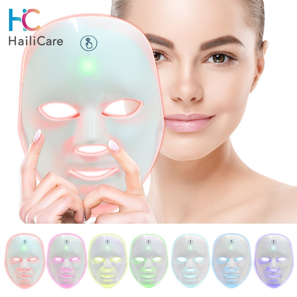 7 Colors Facial LED Mask LED Photon Therapy Beauty Mask Skin Rejuvenation Lifting Dark Spot Cleaner Device USB Rechargeable