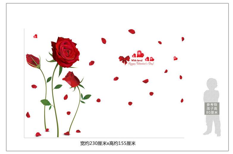Aftagelig rød rose life is the flower citat vægklistermærke vægmaleri mærkat hjem værelse kunst indretning gør-det-selv romantisk dejlig 6055