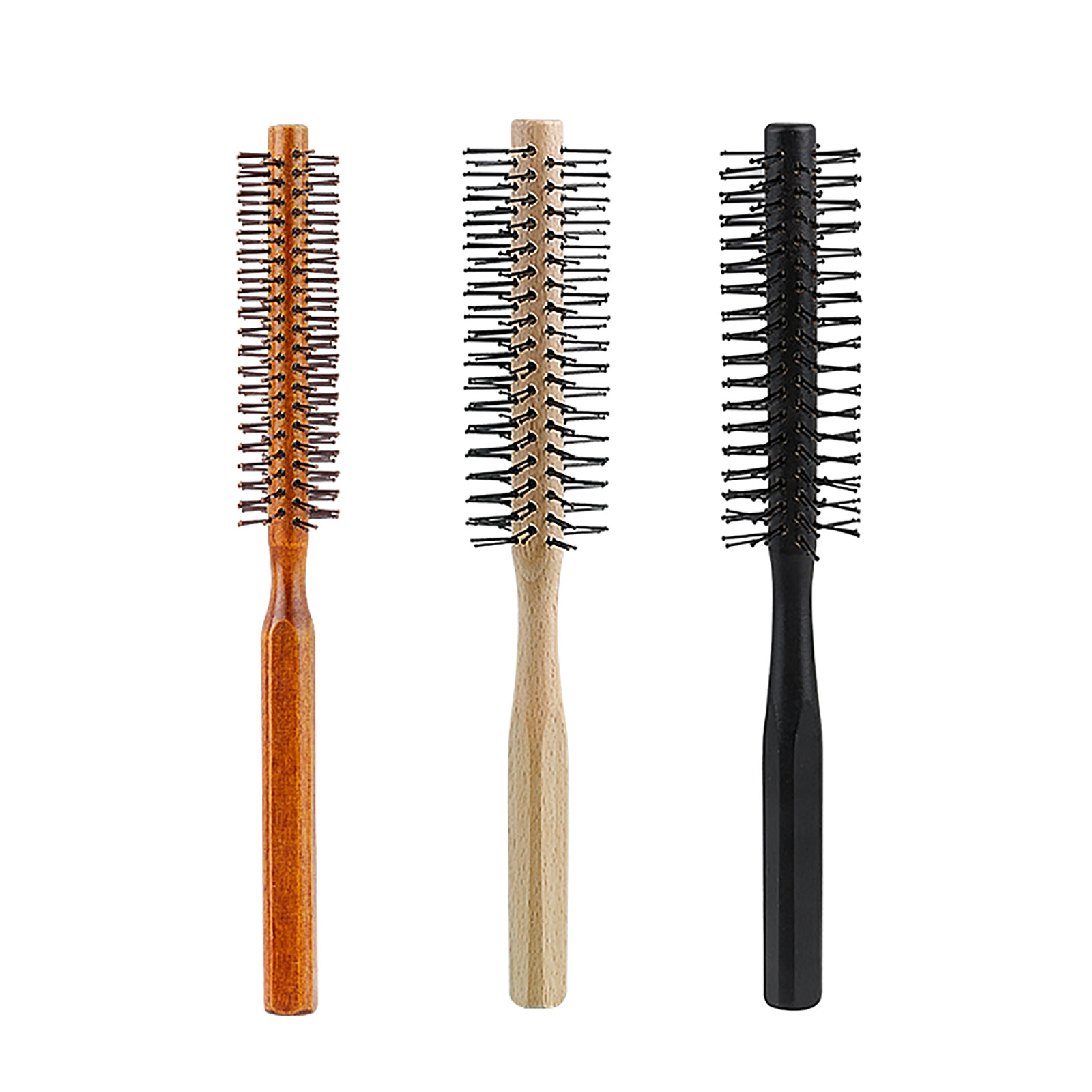 Wooden Handle Nylon Teeth Circular Brush Curly Roller Comb Fluffy Hair Root Straight Hair Multifunctional Comb For Men And Women