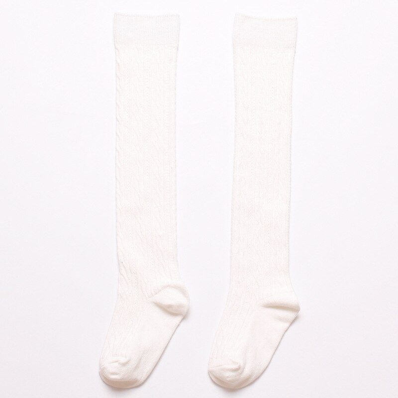 Calze per bambini in cotone pettinato calze sopra il ginocchio per bambini calze alte per studenti calze per bambini primavera autunno tinta unita: Milk white / 6-8 years