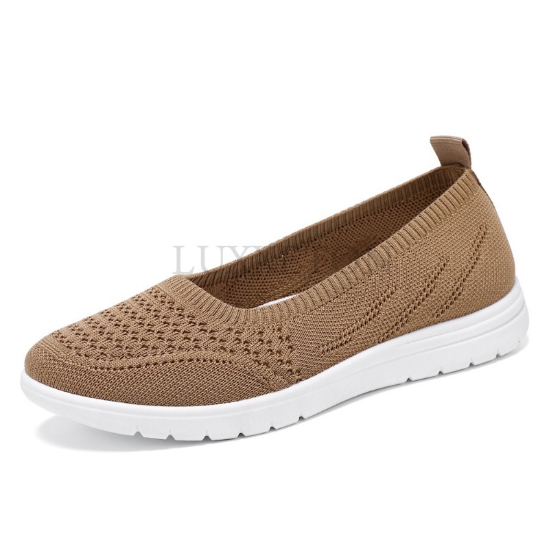 Women's Slip On Solid Color Shoes Summer Mesh Breathable Casual Shoes Walking Non Slip Platform Sandals Flats Loafers