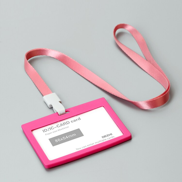 86x54mm ID Karte Halter Horizontale/Vertikale mit Original Lanyard, für Studenten/Business/Mitarbeiter, Preis: H Rose Red Set