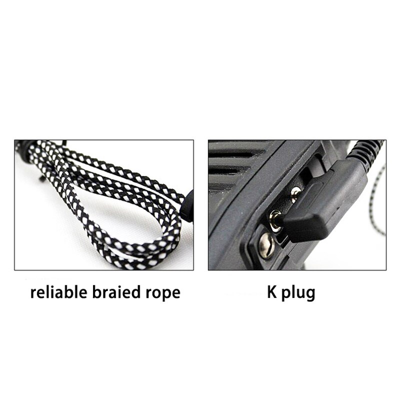 Zuverlässige stricken kabel kopfhörer K stecker 2 pins für Kenwood Baofeng 888 s uv5r uv82 TYT Wouxun Puxing Quansheng etc walkie talkie