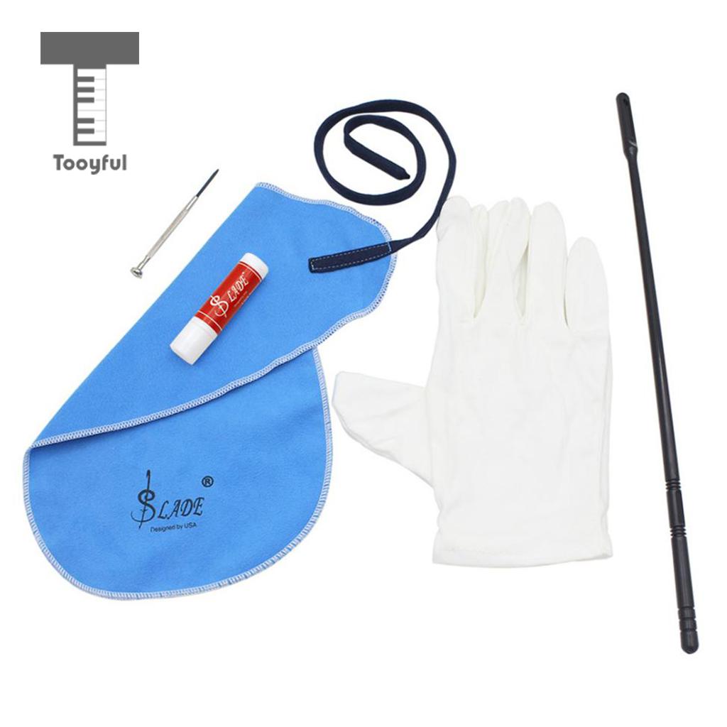 Fluit Cleaning Kit Set Schoonmaakdoekje + Stok + Kurk Vet + Schroevendraaier + Handschoenen 5 In 1