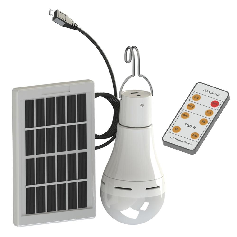 LED Solar Licht Solar Lampe mit Fernbedienung Lampe Indoor Wasserdichte Panel Notfall Kunststoff Birne Haken Zelt Laterne Im Freien: with remote control / 7W