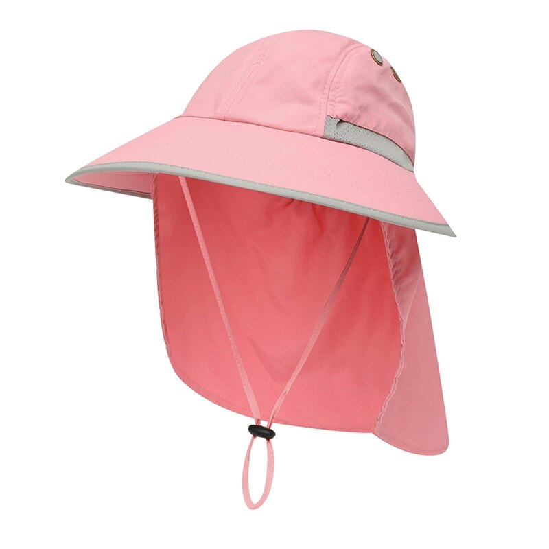 Outdoor Outdoor Fishing Ponytail Hats With Neck Summer Sun Hat Wide Brim UPF Sunshade Protection Packable Quick Drying: Pink