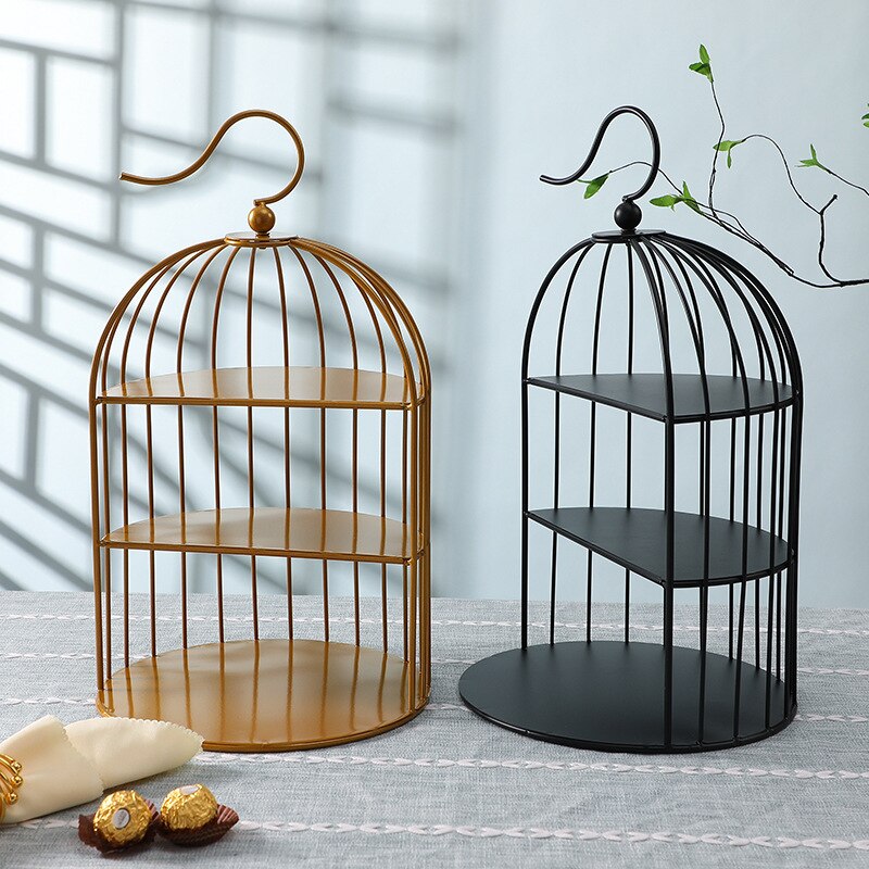 Bird Cage Food Rack Display Stand Ceramic Three-layer Dessert Table Tray Double-layer Cake Stand Afternoon Tea Snack