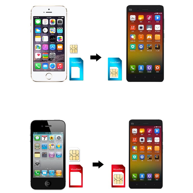 Adaptador de tarjeta SIM 5 en 1 para iPhone 5, conjunto de tarjeta sim completa, adaptador de tarjeta SIM para teléfono, 50 Uds.