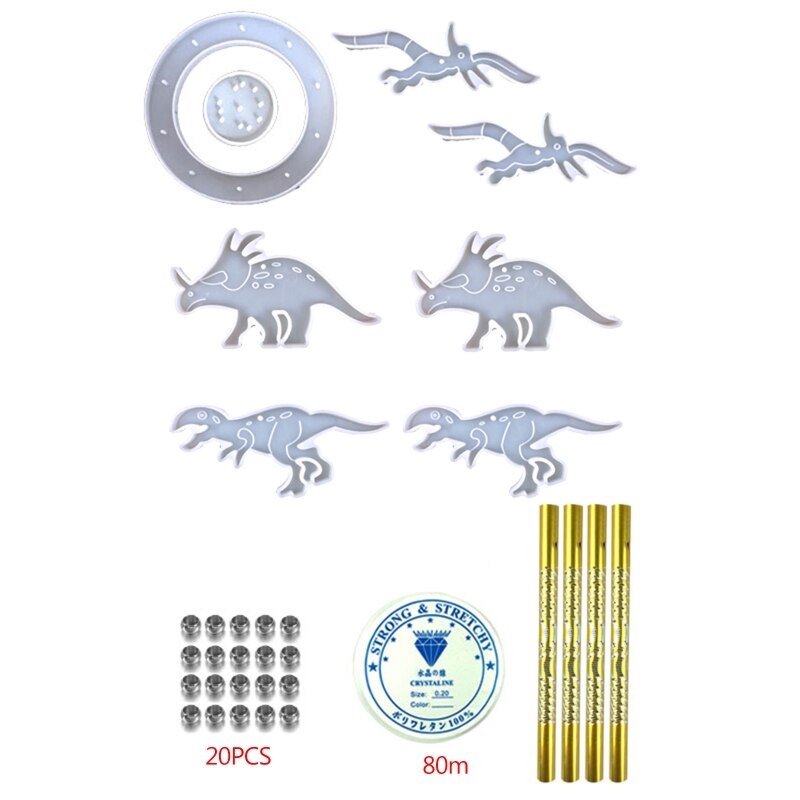 Niedliche dinosaurier-windspiele aus silikonformen, set für gartendekorationen
