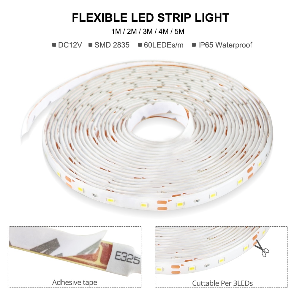 Dc 12V Led Strip 2835 Motion Sensor Controller Auto On/Off IP65 Waterdichte Flexibele Led Tape 1M 2M 3M 5 M Sensor Bed Licht