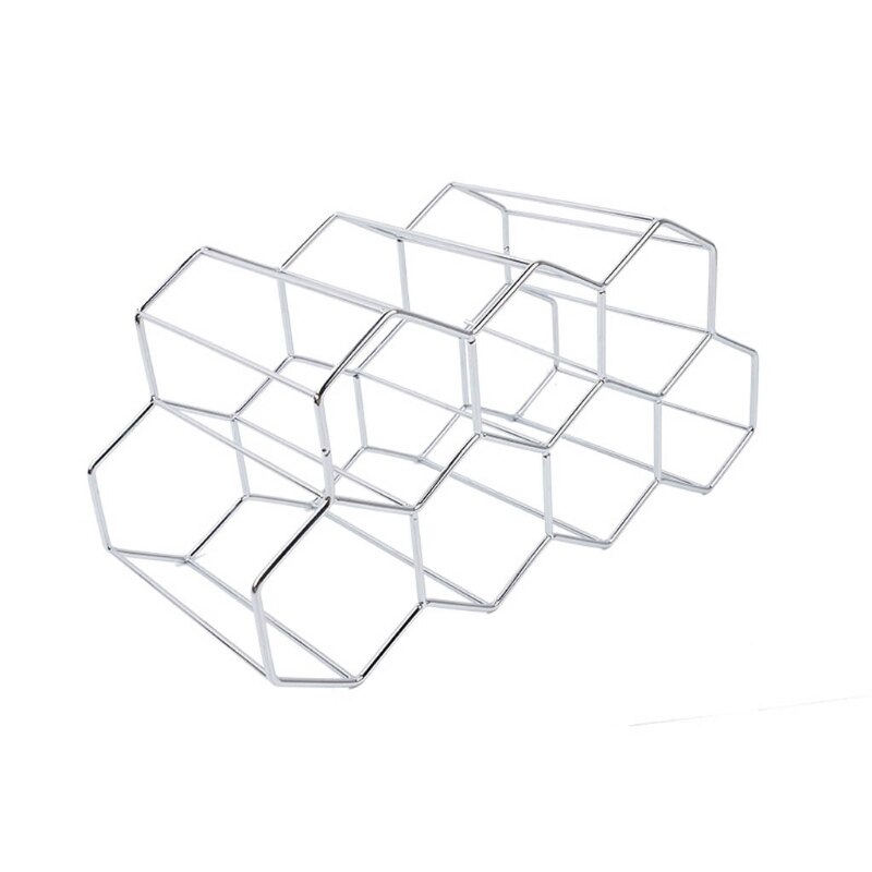 Metalen Honingraat Wijnrek Wijn Fles Opslag Bijenkorf Tafelblad Moderne Wijnrek Hexagon 9 Fles Wijn Houder Display
