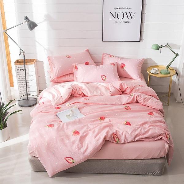 Huistextiel groene cactus beddengoedsets 4 stuks roze wortel gewassen katoen polyester zacht dekbedovertrek beddengoed laken kussenslopen: 03 / 150 x 200cm tweepersoonsbedden