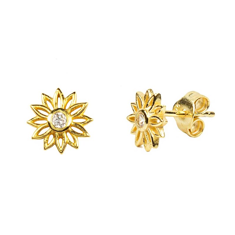 ROXI minimalisme tournesol serpent couronne paix colombe cristaux boucles d'oreilles pour les femmes bijoux de mariage 925 boucles d'oreilles en argent Sterling: sunflower gold