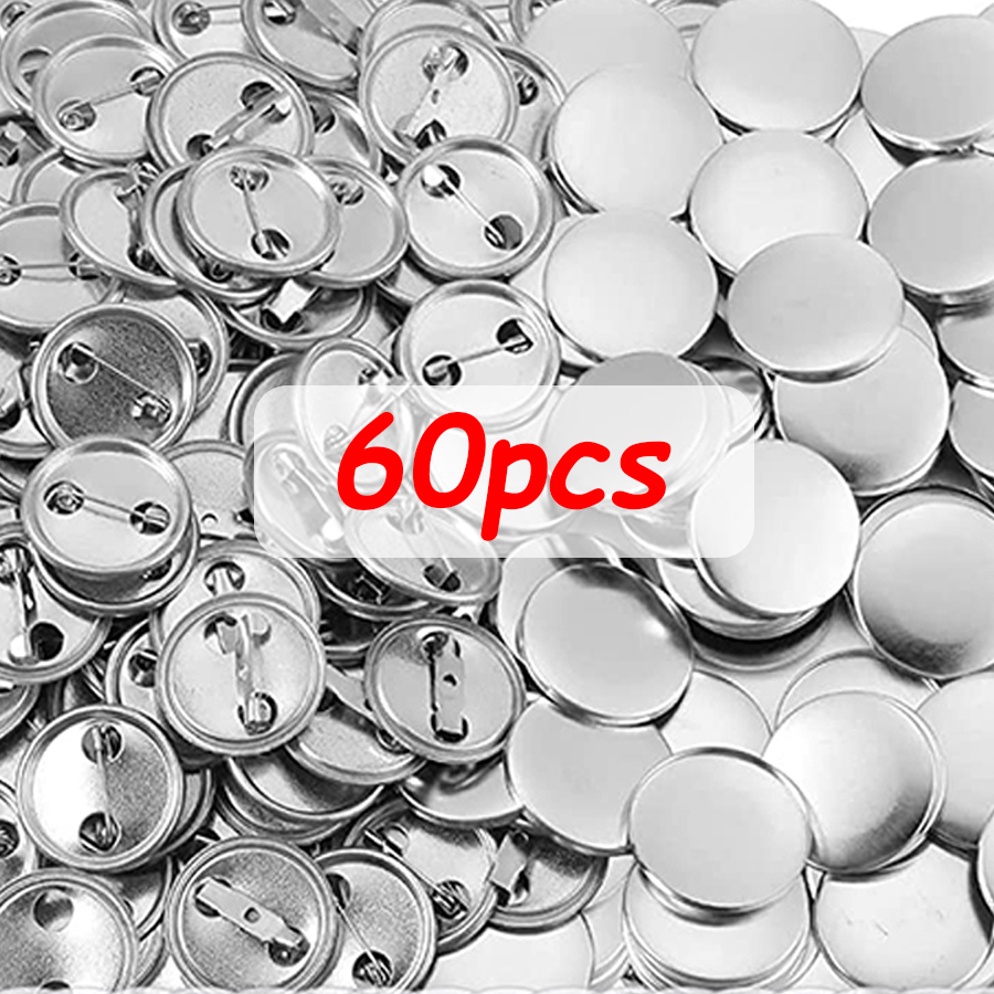 30/60 stuks glanzende, blanco blikken medailles met speld, handgemaakte doe-het-zelf decoratieve badges, 37mm ronde metalen button badge kits, knutselbenodigdheden: Antiek messing
