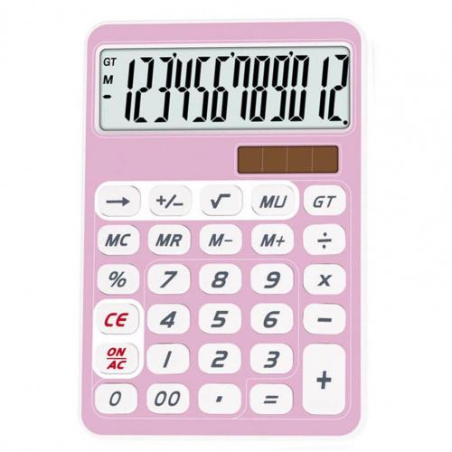 Calculadora de gran pantalla, dispositivo de cálculo de contabilidad financiera, 12 dígitos, ABS, portátil, para oficina: Morado