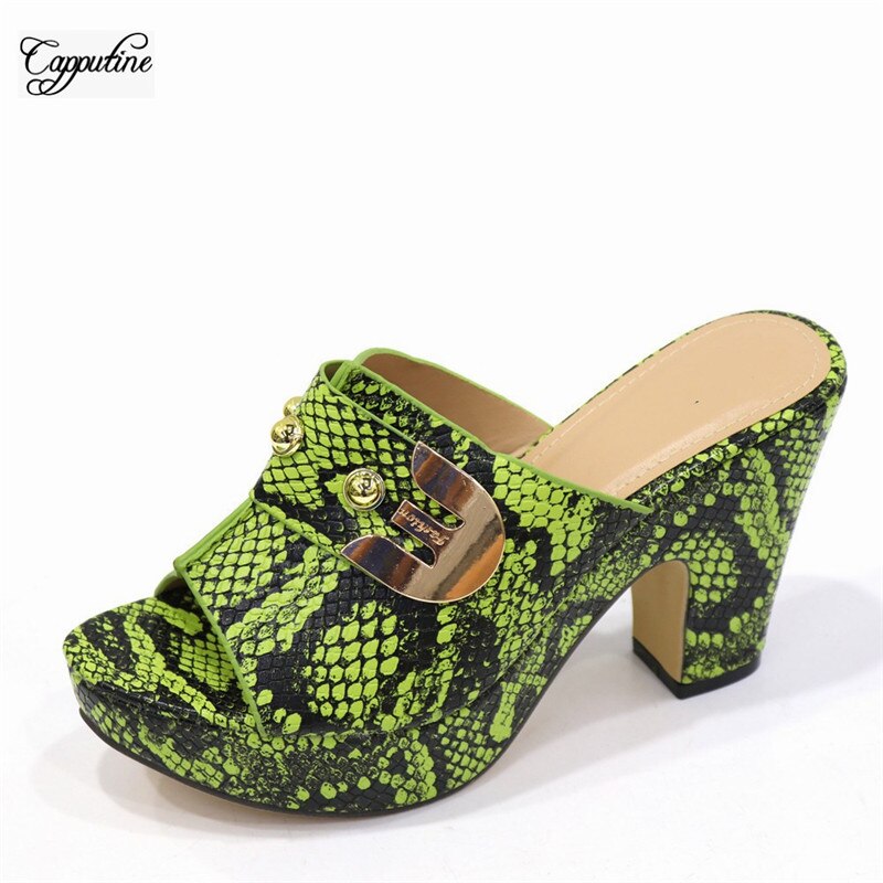 Aankomst Slippers Met Stenen Grijs Afrikaanse Hoge Hak Schoenen CR2121 Hak Hoogte 10Cm