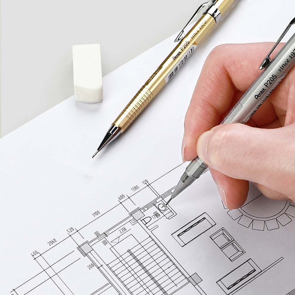 Japan Pentel Brass Mechanical Pencil P205 0.5mm Student Mechanical Pencil Low Center of Gravity Office Drawing Special