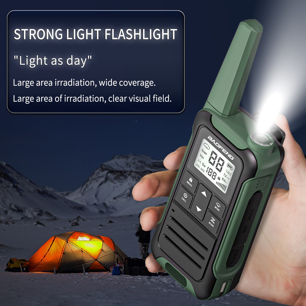 2 Stück baofeng f22 mini walkie talkie pmr446 frs tragbares Zwei-Wege-Radio-LCD-Display-Typ-C-Ladegerät für die Jagd