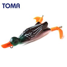 TOMA Handgemaakte Eend Soft Kikker Topwater Lokken Snakehead 22g 10cm 3D Ogen Simulatie Bass Vissen Zwemmen Kikker Zachte kunstmatige Aas