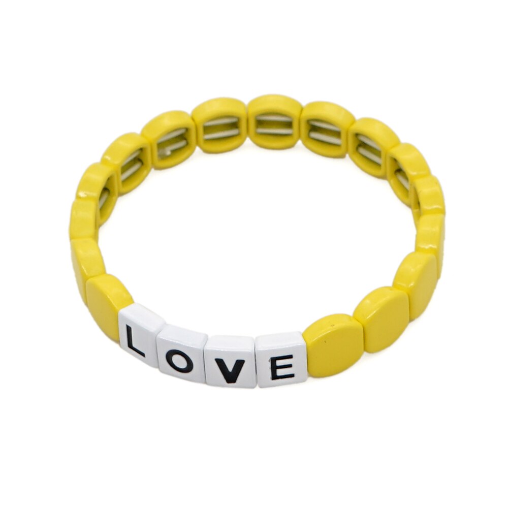 Shinus armband voor vrouwen, geëmailleerde tegelarmbanden, schattige liefdesbrief sieraden, vsco meisje, accessorios, pulsera stretch armband: Ro -b200087d