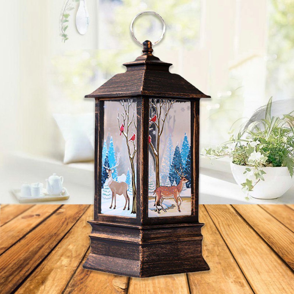 Christmas Lantern Old Man Snowman Elk Retro Hanging Candle Holder Christmas Tree Decoration Christmas Home Decoration