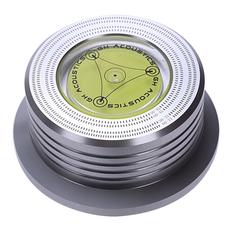 Universal 50/60Hz Lp Vinyl Record o Disc Turntable Stabilizer Clamp Aluminum Weight Clamp With Test Speed Bubble(Silver): Default Title