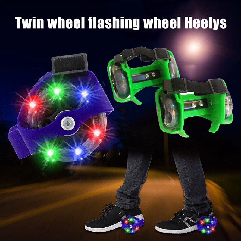 Two-Wheeled Heel Wheels Adjustable Roller Skates PVC Tricolor Luminous Wheel Shoes For Children &amp;T8
