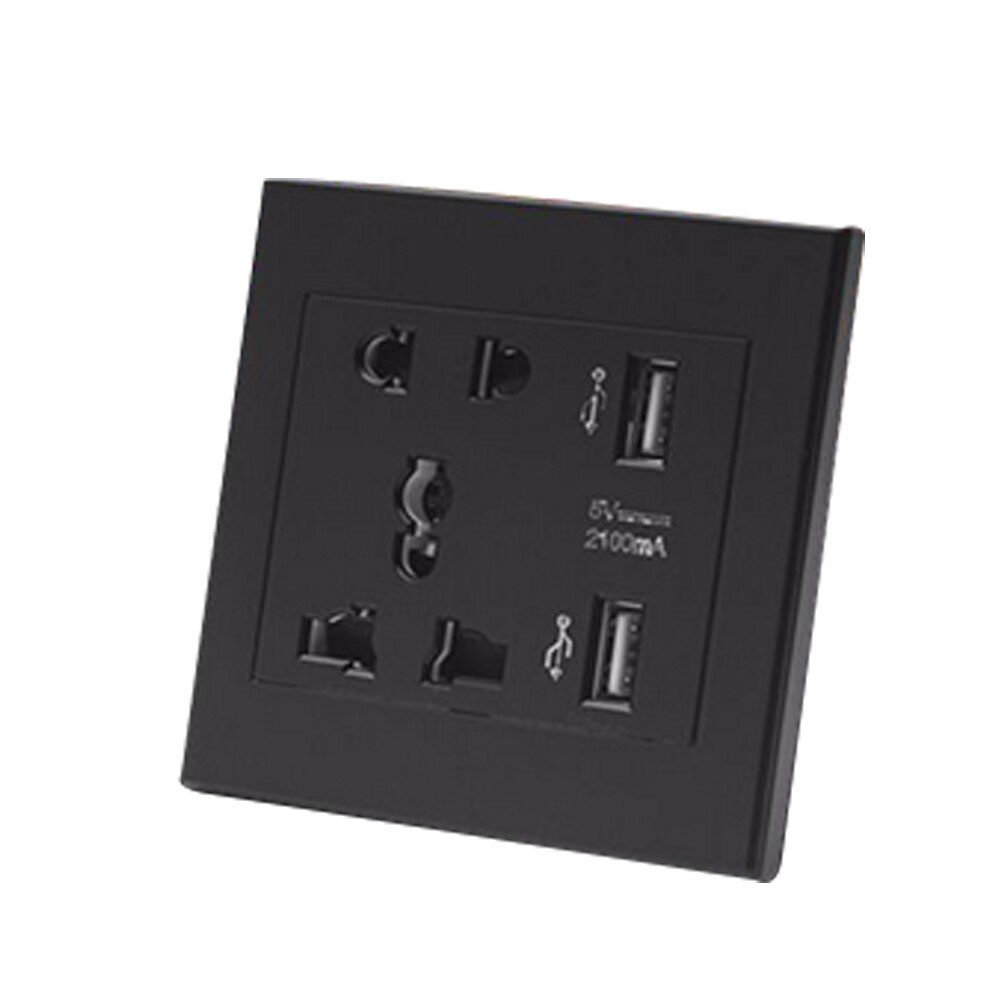 Dual USB Port Wall Socket 5 Hole Square Socket Multi Function Home Socket Panel Switch Panel Home Accessory