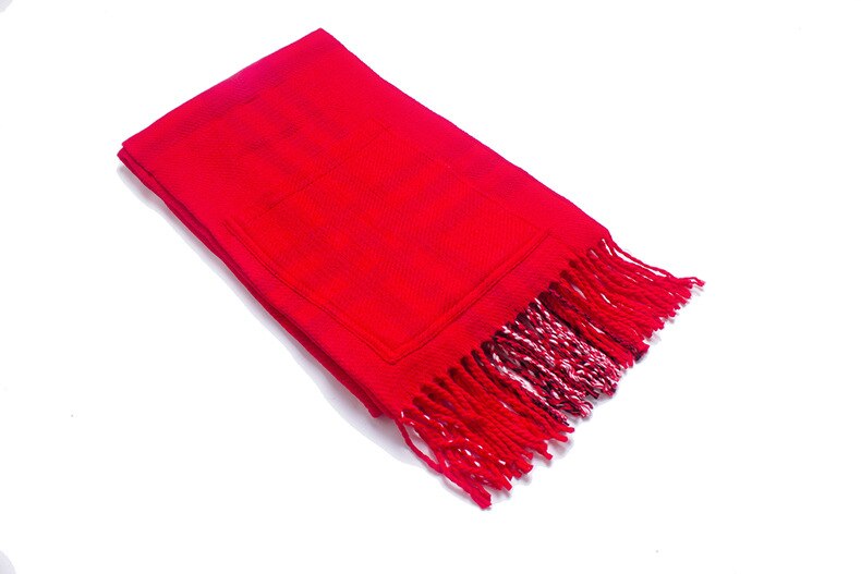 Chal grueso para mujer, bufanda larga de Cachemira de cuadros cálida roja con bolsillo, Otoño Invierno: Black