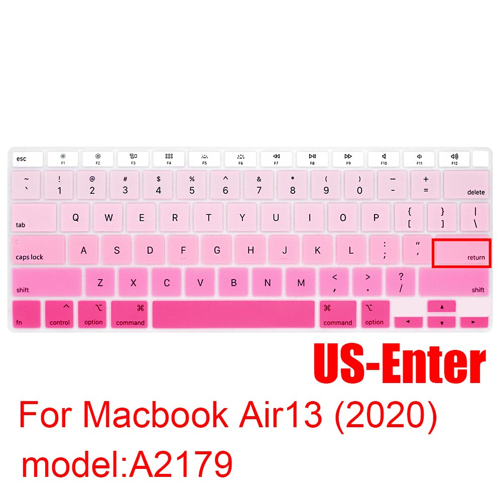 For Macbook Air13 Laptop Keyboard Cover Protective Film Air13.3 A2179 Silicone Keyboard Cover US/EU/JP Color Dust Cases: A2179 US  pink plus