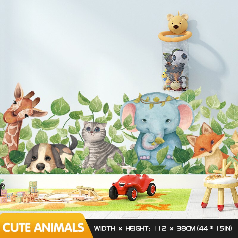 Cartoon Cute Animals Wall Stickers For Kids Rooms Baby Boy Bedroom Wall Decorations Self Adhesive Decoration Stickers Home Decor: Animals D