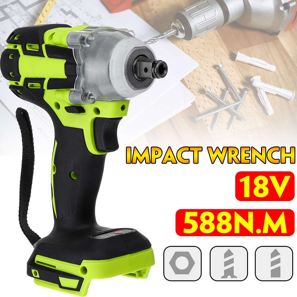 18V Electric Brushless Impact Wrench Cordless 1/2 Socket Wrench Power Tool Rechargeable Electric Wrenches Without Battery&Access