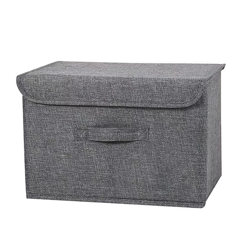 Opvouwbare Katoenen Linnen Stof Opbergdoos Grote Capaciteit Kleding Opbergmand Speelgoed Organisator Met Deksel Voor Thuis Slaapkamer Kast: S / Black
