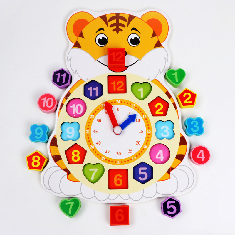 Babyspeelgoed dierenklok kralen doolhof houten speelgoed digitale klok kralen accessoires kinderspeelgoed voor kinderen figuur blokken