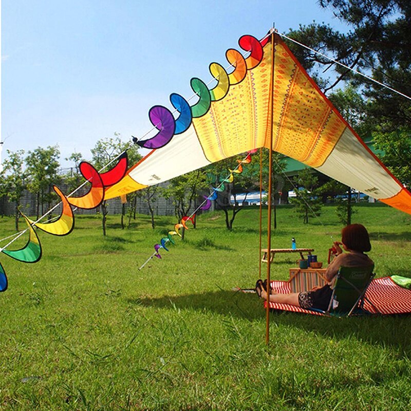 1Pc Kleurrijke Regenboog Spiraal Windmolen Wind Spinner Camping Tent Voor Tuin Decor Baby Kids Kind Speelgoed