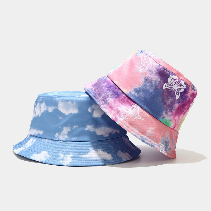 Sombrero de pescador con estampado de mariposa y nube de fuego para hombre y mujer, gorro de pescador con estampado de dragón, estilo Hip Hop, Unisex, 2021Tie Dye