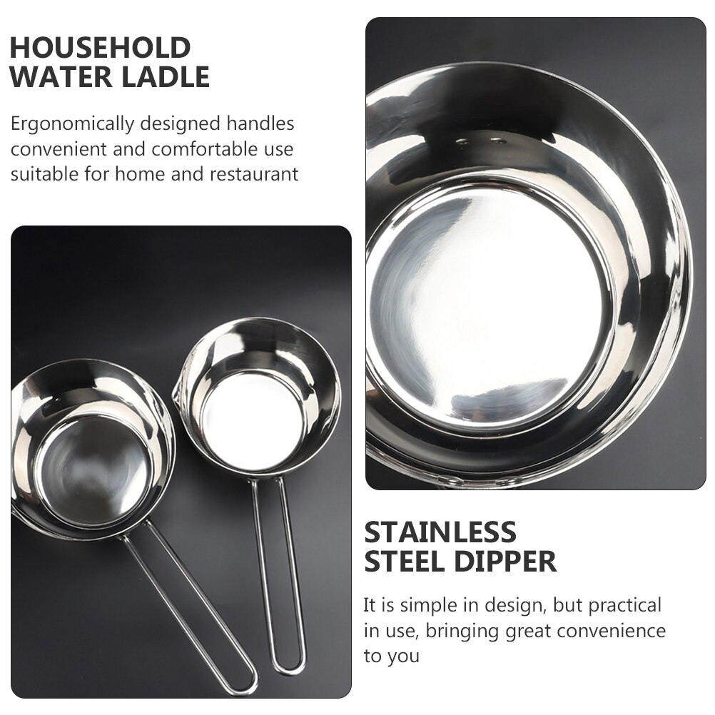 1Pc Stainless Steel Water Ladle Long Handle Soybean Ladle for Restaurant Dining Hall