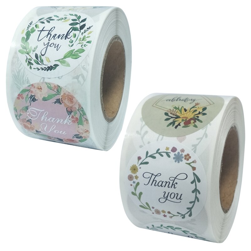 2 Roll 1.5 Inch Thank You Stickers Labels Roll 1000 Labels Thank You Stamp for Bags