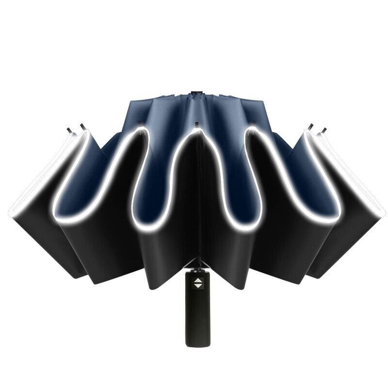 Automatic Umbrella With Light LED Windproof Umbrella Folding Umbrellas 12K Men Women UV Parasol: Chocolate