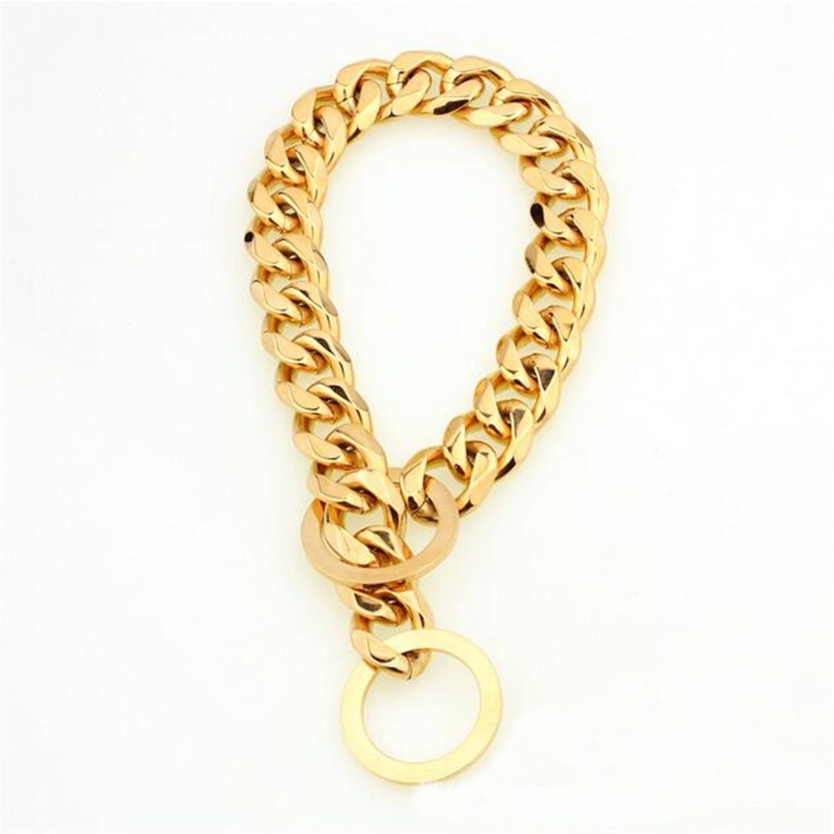 Collier chaîne or pour chien 14-26 "| 13mm de large, Double bord, cubain Rombo Link, 316L en acier inoxydable, bijoux pour animaux de compagnie